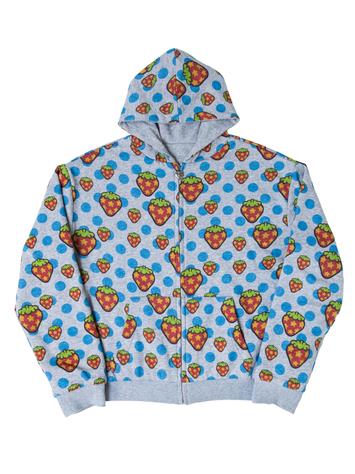 Reversible Polka Dot Zip Hoodie（Blue）