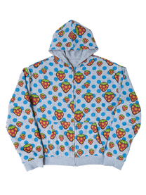 Reversible Polka Dot Zip Hoodie（Blue）