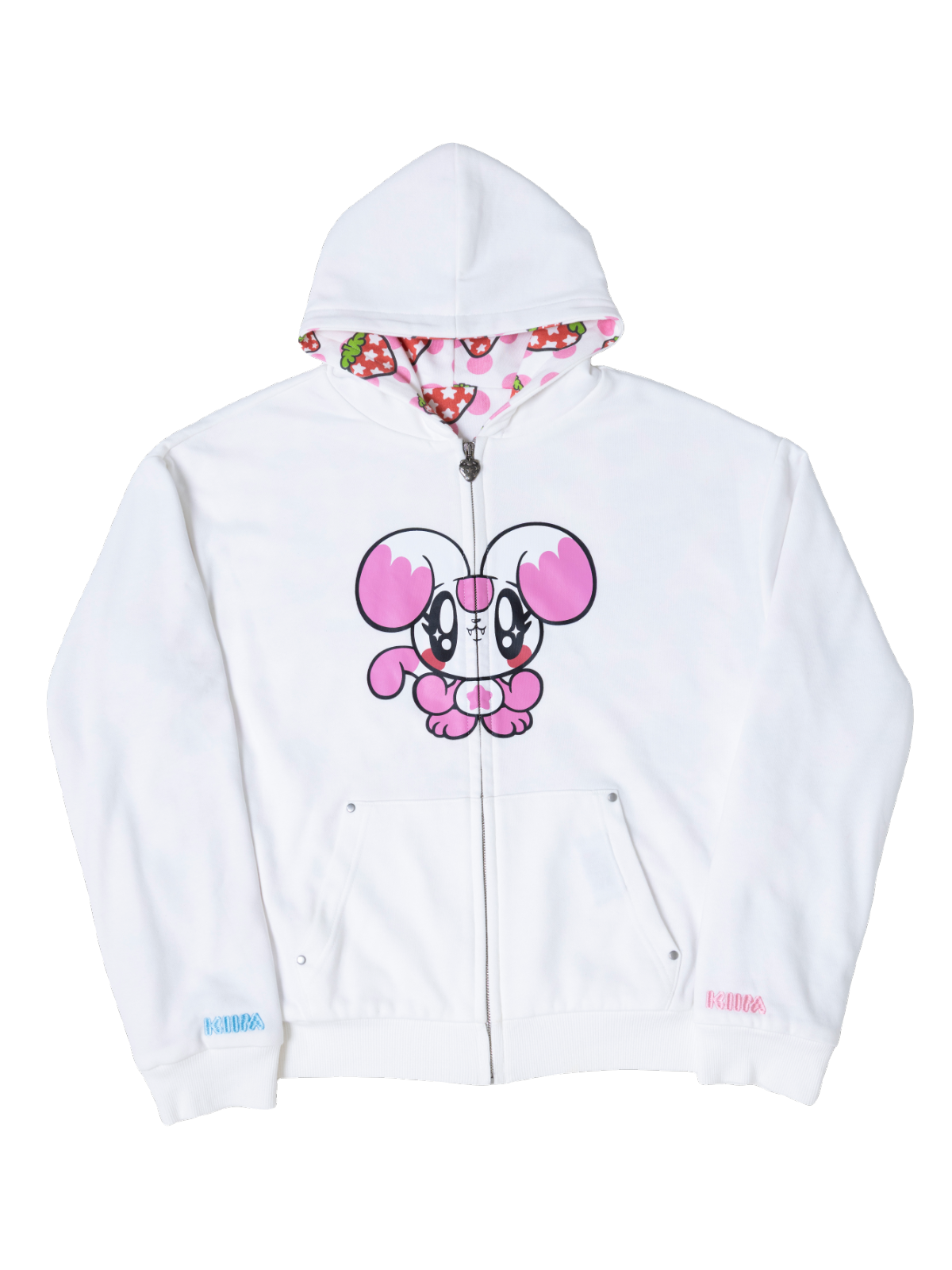 Reversible Polka Dot Zip Hoodie（Pink）