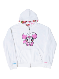 Reversible Polka Dot Zip Hoodie（Pink）