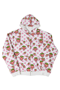 Reversible Polka Dot Zip Hoodie（Pink）