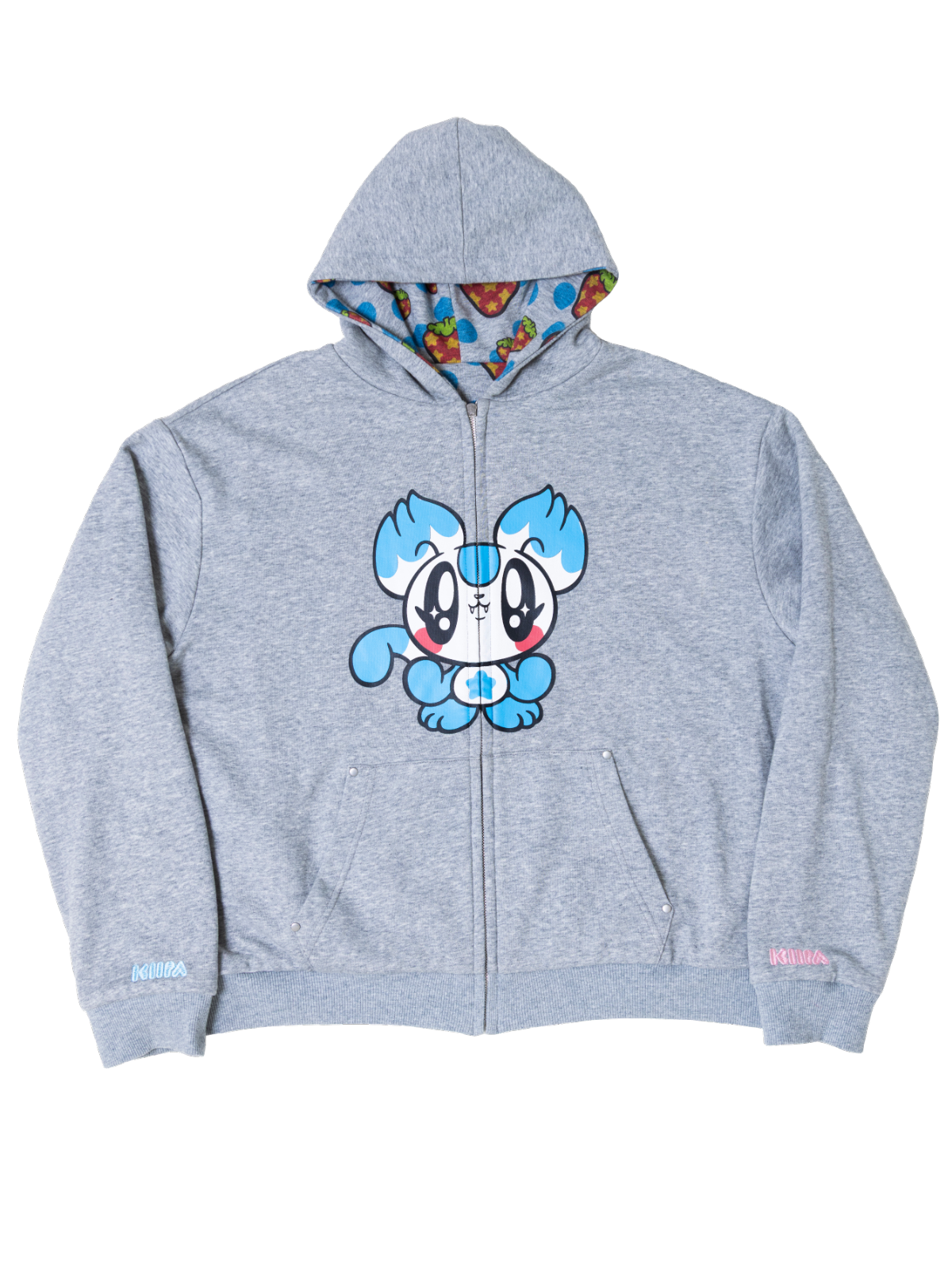 Reversible Polka Dot Zip Hoodie（Blue）
