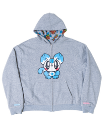 Reversible Polka Dot Zip Hoodie（Blue）
