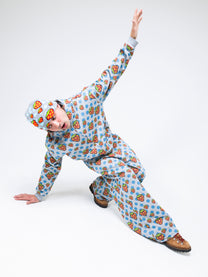 Reversible Polka Dot Zip Hoodie（Blue）