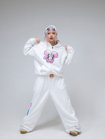 Reversible Polka Dot Zip Hoodie（Pink）
