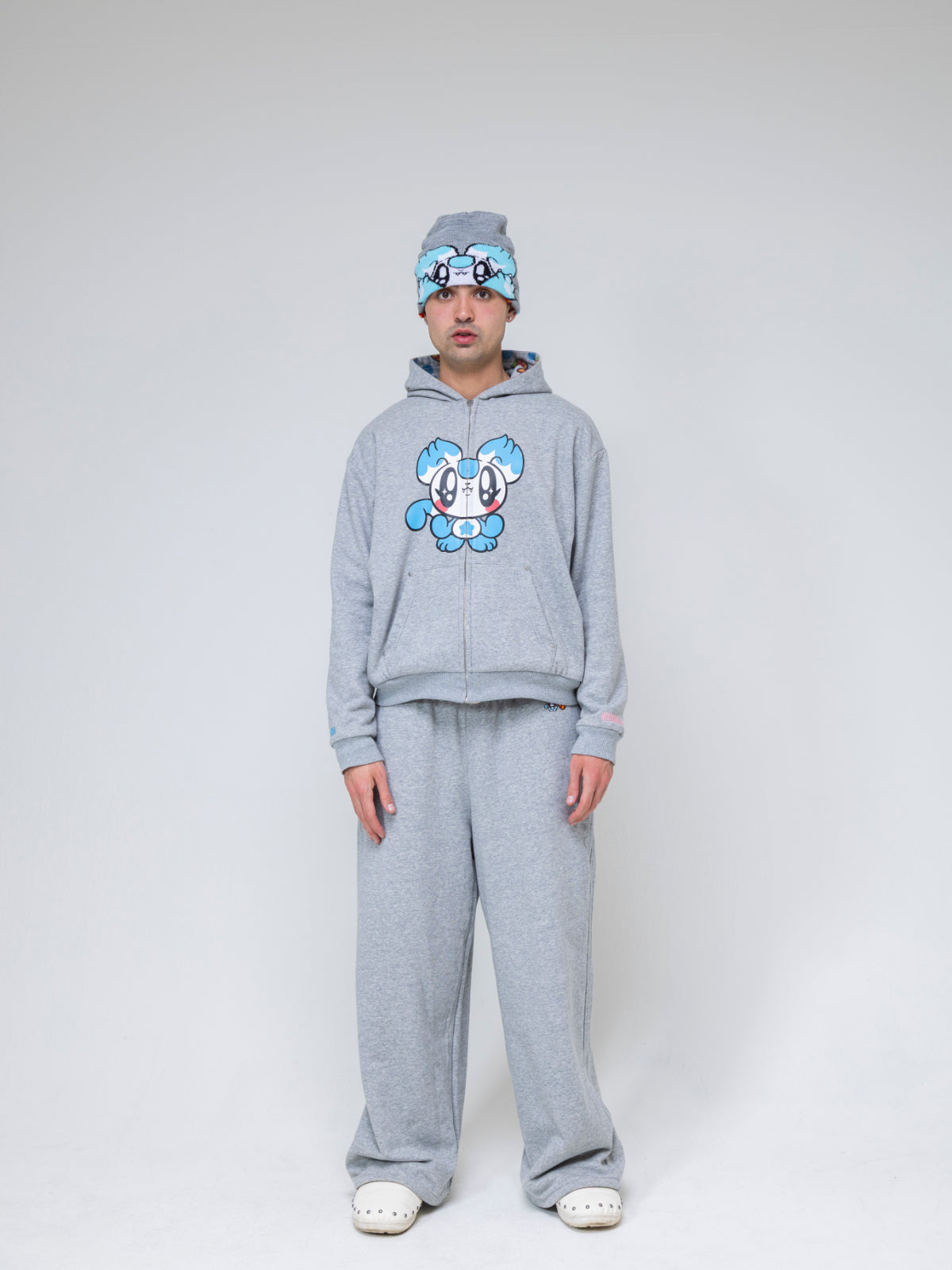 Reversible Polka Dot Zip Hoodie（Blue）
