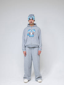 Reversible Polka Dot Zip Hoodie（Blue）
