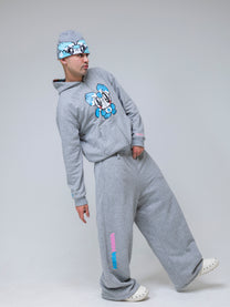 Reversible Polka Dot Zip Hoodie（Blue）