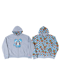 Reversible Polka Dot Zip Hoodie（Blue）